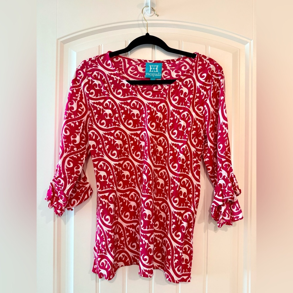 Escapada Hot Pink and White Patterned Blouse